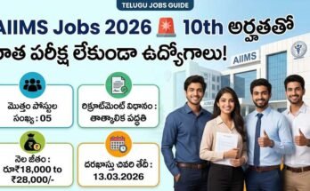 AIIMS Jobs 2026 poster showing 10th pass eligibility, 5 vacancies, salary ₹18,000 to ₹28,000 and walk-in date 13 March 2026