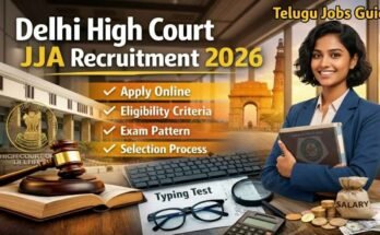 Delhi High Court JJA Recruitment 2026 featured image showing apply online, eligibility criteria, exam pattern, selection process and typing test details
