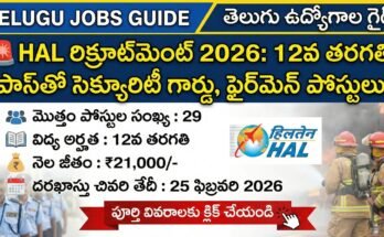 HAL Recruitment 2026 Security Guard and Fireman Jobs Notification Telugu Jobs Guide Poster