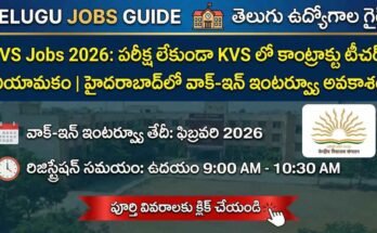 KVS Jobs 2026 walk-in interview Hyderabad for contract teacher posts without written exam – February 2026 notification poster