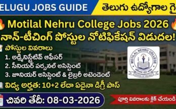 Motilal Nehru College Non Teaching Recruitment 2026 Library Attendant Junior Assistant Jobs Telugu Poster