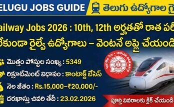 Railway Jobs 2026 notification for 5349 Apprentice posts with 10th, 12th qualification and no written exam – Telugu Jobs Guide poster