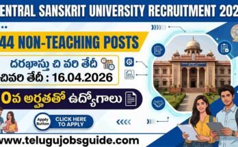 Central Sanskrit University Recruitment 2026 poster showing 144 non-teaching posts with 10th qualification jobs and last date 16 April 2026