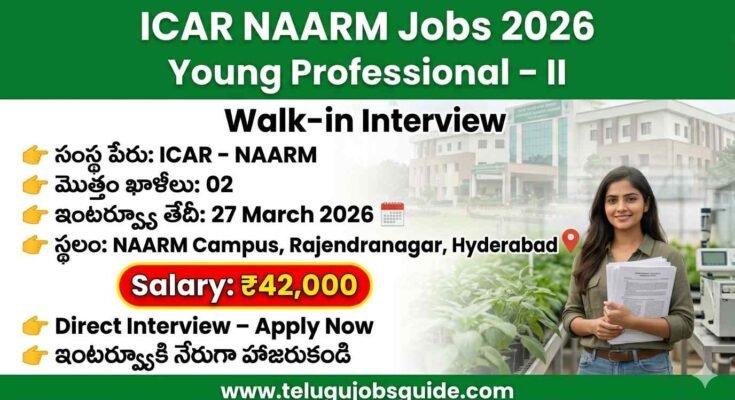 ICAR NAARM Young Professional II Jobs 2026 walk-in interview poster with salary 42000 Hyderabad NAARM campus details