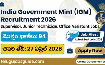 India Government Mint IGM Recruitment 2026 featured image showing 94 vacancies and last date 27 April 2026 for Supervisor, Junior Technician and Office Assistant jobs