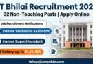IIT Bhilai Recruitment 2026 notification poster showing 32 Non-Teaching posts including Junior Technical Assistant and Junior Superintendent with salary up to ₹1,12,400.