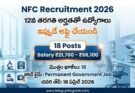NFC Recruitment 2026 notification poster showing 12th pass jobs, 18 posts, salary ₹21,700–₹56,100 in Hyderabad