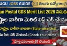 Indian Postal GDS Merit List 2026 banner showing state-wise merit list download details and check your name option for 1st merit list PDF.
