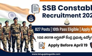 SSB Constable Recruitment 2026 notification image showing Indian paramilitary soldiers with 827 posts for 10th pass candidates apply before April 19