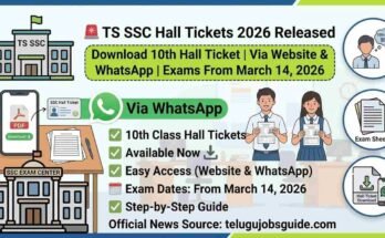 TS SSC Hall Tickets 2026 Released – Download Telangana 10th class hall ticket via website or WhatsApp before exams starting March 14, 2026.
