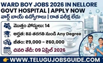 Ward Boy Jobs 2026 in Nellore Govt Hospital notification with 14 posts, 8th pass eligibility, no exam, last date April 09 2026