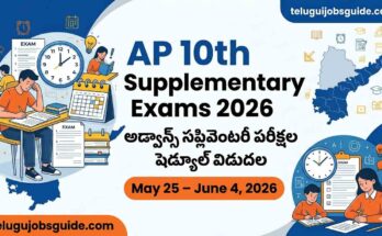 AP 10th Supplementary Exams 2026 time table with exam dates May 25 to June 4 and Telugu announcement text