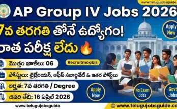 AP Group IV Jobs 2026 featured image showing 7th pass government jobs, no exam recruitment, 6 vacancies with last date 16 April 2026