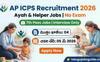 AP ICPS Recruitment 2026 Ayah and Helper Jobs image showing 7th pass jobs, no exam, 4 vacancies, last date 05 May 2026