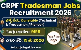 CRPF Tradesman Jobs Recruitment 2026 featured image showing constable posts details with 9195 vacancies and last date 19 May 2026