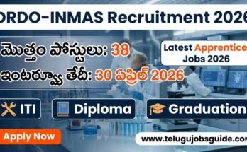 DRDO-INMAS Recruitment 2026 apprentice jobs image showing 38 vacancies and interview date 30 April 2026 with ITI Diploma Graduation eligibility