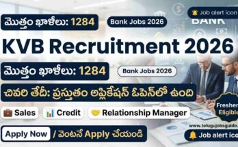 KVB Recruitment 2026 bank jobs image showing 1284 vacancies and application open status with sales, credit, relationship manager roles