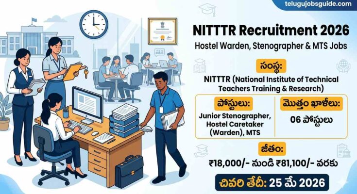 NITTTTR Recruitment 2026 notification for Hostel Warden, Stenographer and MTS jobs with salary ₹18000 to ₹81100 and last date May 25