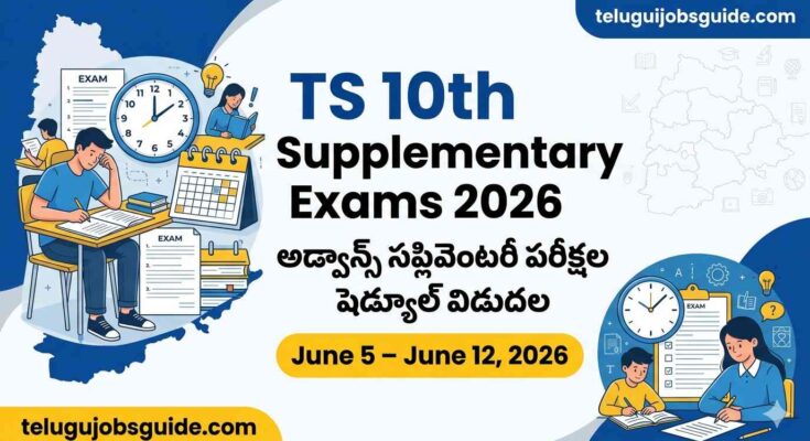TS 10th Supplementary Exams 2026 time table with exam dates June 5 to June 12 and Telugu text announcement
