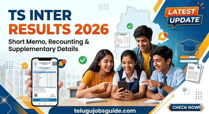TS Inter Results 2026 students checking results on mobile short memo recounting re-verification supplementary details Telangana