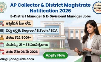 AP Collector District Magistrate Notification 2026 E District Manager jobs no application fee salary 22500 last date 6 May 2026