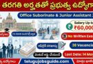 AP Group-IV Backlog Recruitment 2026 poster featuring Office Subordinate and Junior Assistant jobs with salary up to ₹60,000, no written exam, and 38 vacancies.