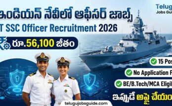 Indian Navy SSC Officer Recruitment 2026 featured image showing Navy officers, warship, IT SSC Officer jobs details, salary ₹56,100 and eligibility information.