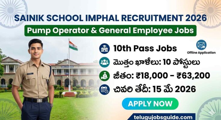 Sainik School Imphal Recruitment 2026 Pump Operator and General Employee jobs for 10th pass with salary ₹18,000 to ₹63,200 last date 15 May 2026