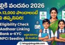 AP Thalliki Vandanam Scheme 2026 featured image showing a mother with two school students, highlighting ₹13,000 financial assistance, eligibility check, Aadhaar linking, Bank e-KYC, and NPCI seeding requirements for Andhra Pradesh students.