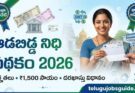 Aadabidda Nidhi Scheme 2026 featured image showcasing ₹1,500 monthly financial assistance for eligible women, eligibility criteria, application process, DBT payments, and telugujobsguide.com branding.