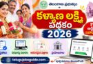 Kalyana Lakshmi Scheme 2026 featured image showing a Telugu bride, financial assistance, eligibility, online application process, required documents, and Telangana Government welfare scheme with telugujobsguide.com branding.